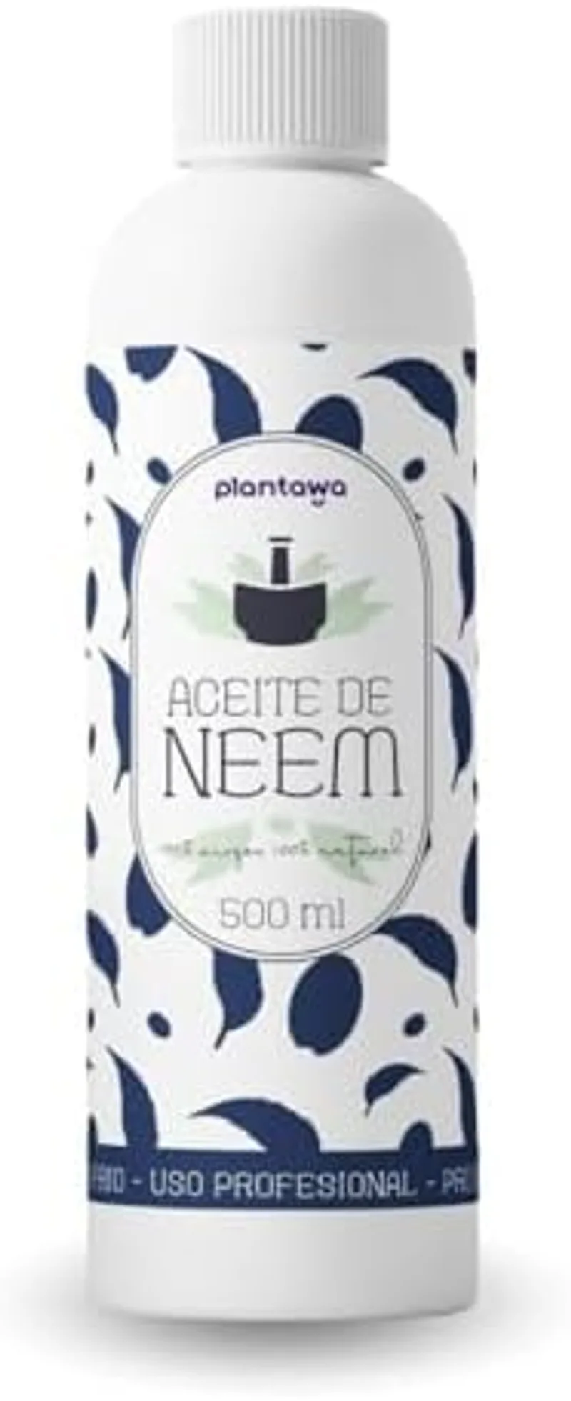 Botella de PLANTAWA Aceite de Neem 500 ml sobre fondo blanco con etiqueta frontal