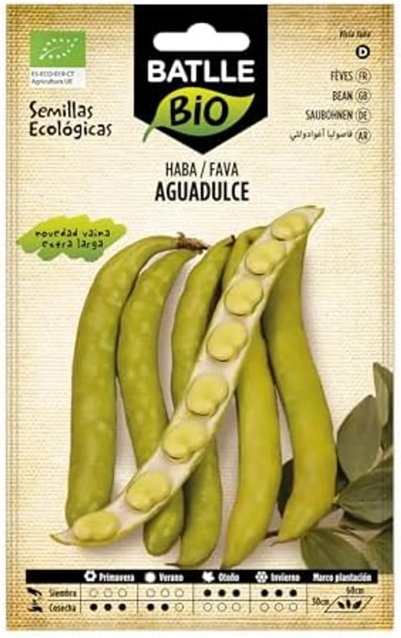 Sobre de semillas de haba Aguadulce Acualonga ecológica de Semillas Batlle