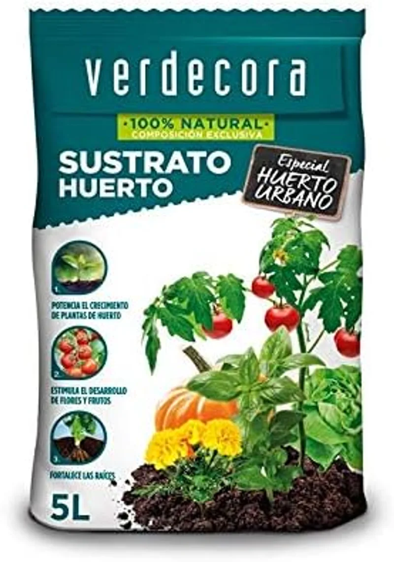 verdecora Kit Huerto Urbano 35L en uso en terraza con plantas hortícolas