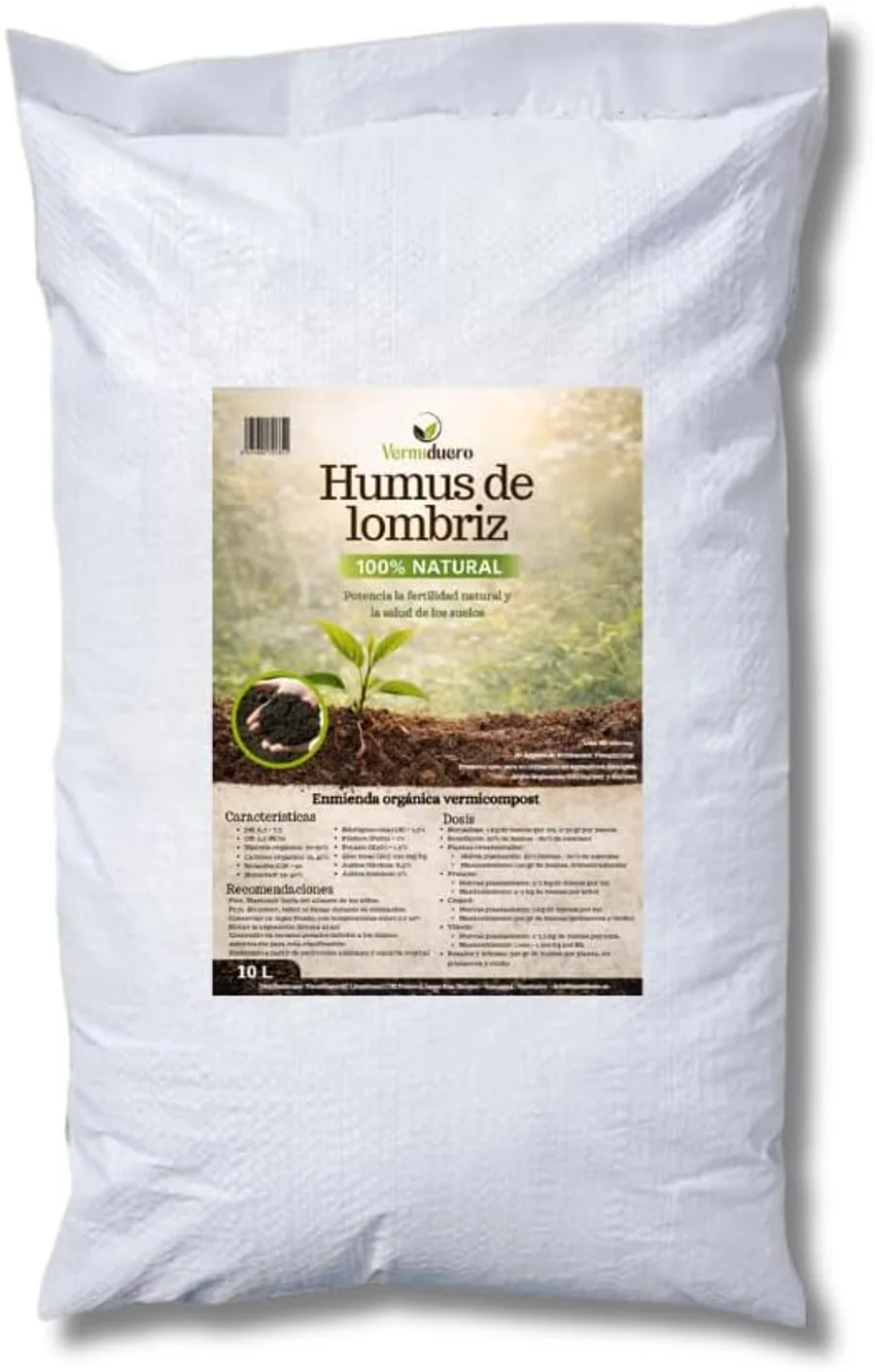Humus de lombriz Vermiduero 10L. Abono orgánico 100% natural y ecológico. Renueva la tierra y cuida tus plantas.