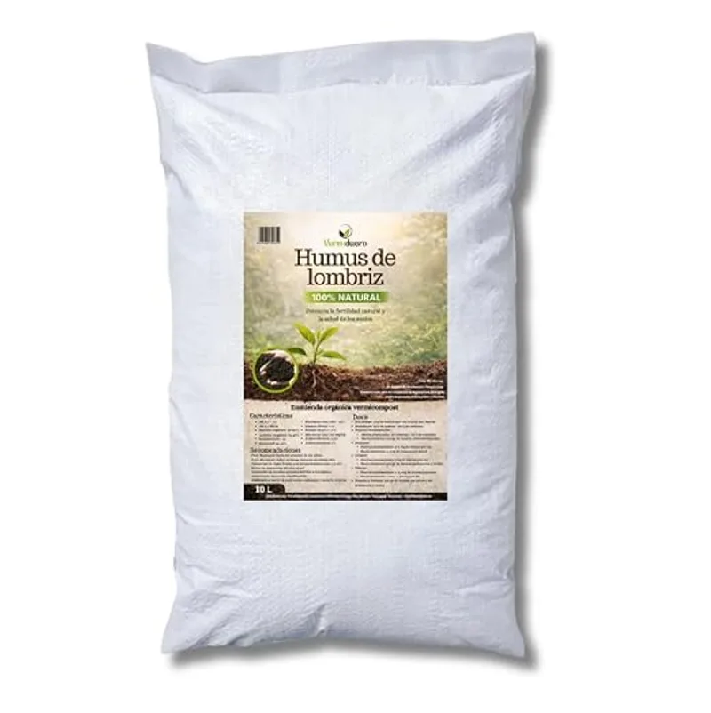Bolsa de humus de lombriz Vermiduero de 10 litros, abono orgánico natural para mejorar sustrato de huerto urbano