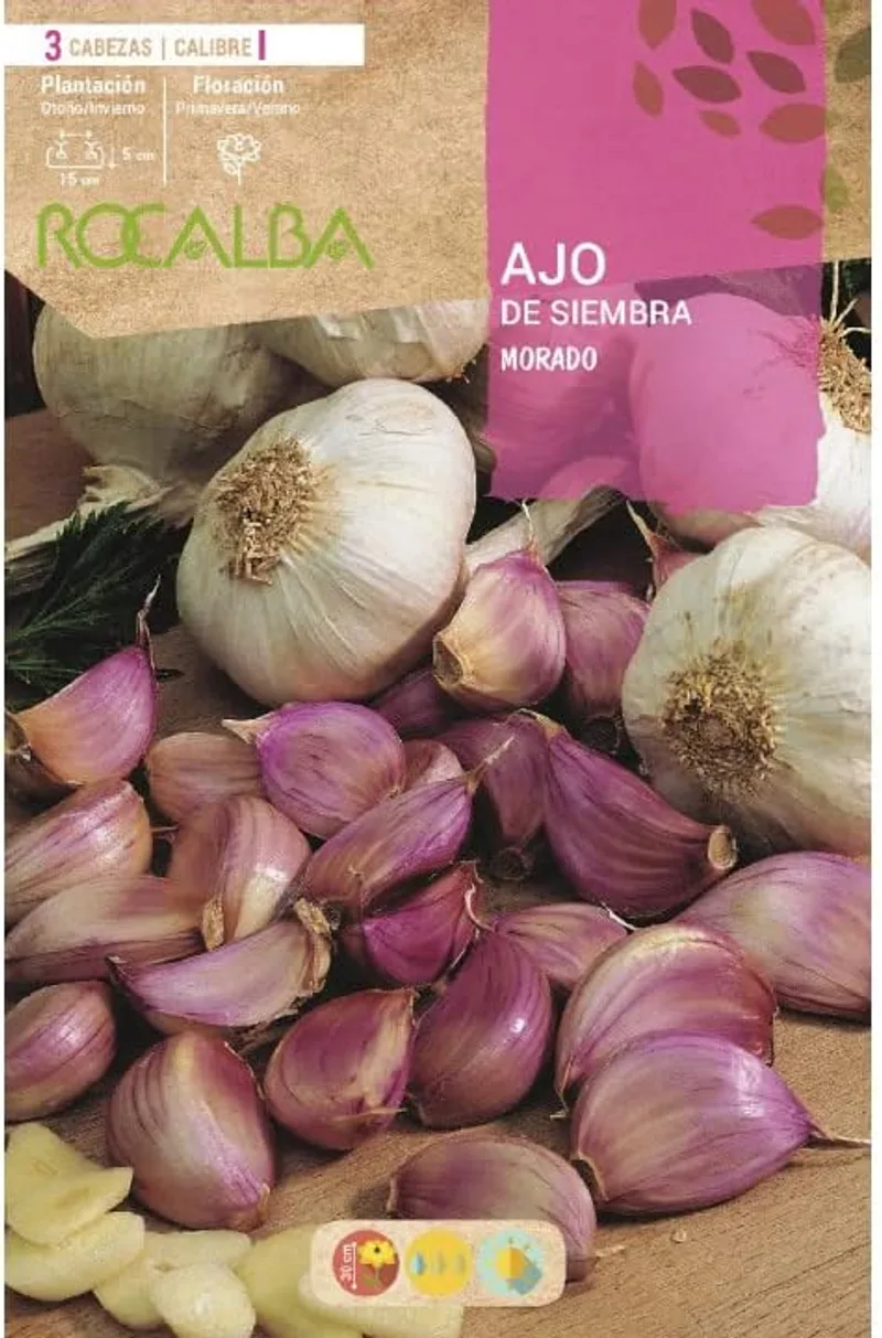Malla de 500 g de ajo morado de siembra de la marca Rocalba