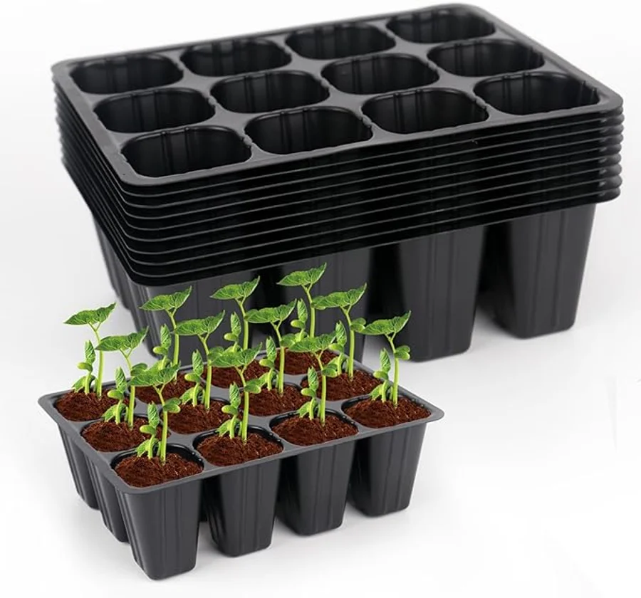 Bandejas reutilizables de 120 celdas, mini propagador, juego de cultivo de invernadero, bandejas de cultivo para plantas, invernadero, bandejas de plástico para guarderías, cultivo